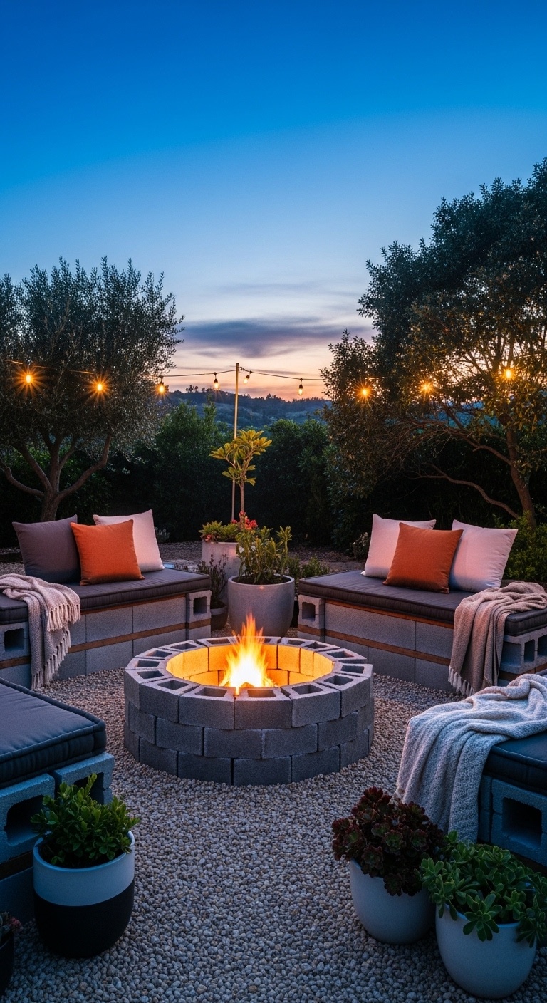 Cinder Block Fire Pit - gather ‘round the concrete campfire
