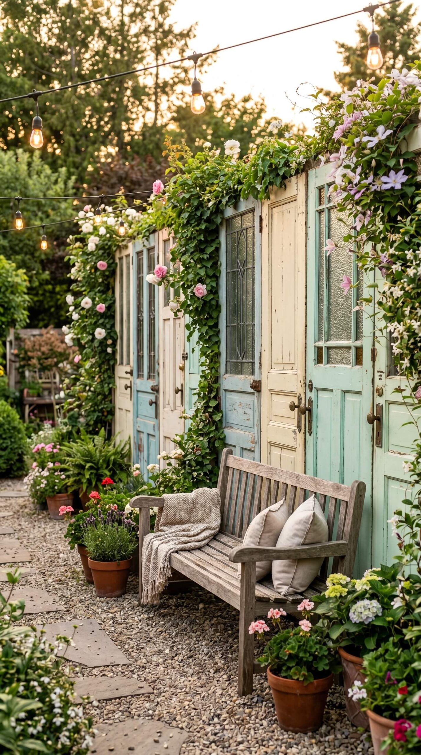 Repurposed Vintage Door Privacy Wall