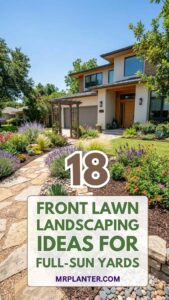 18 Front Lawn Landscaping Ideas For Full-Sun Yards That Need Heat-Tolerant Plants: Smart Curb Appeal Front Lawn Landscaping Ideas For Full-Sun Yards