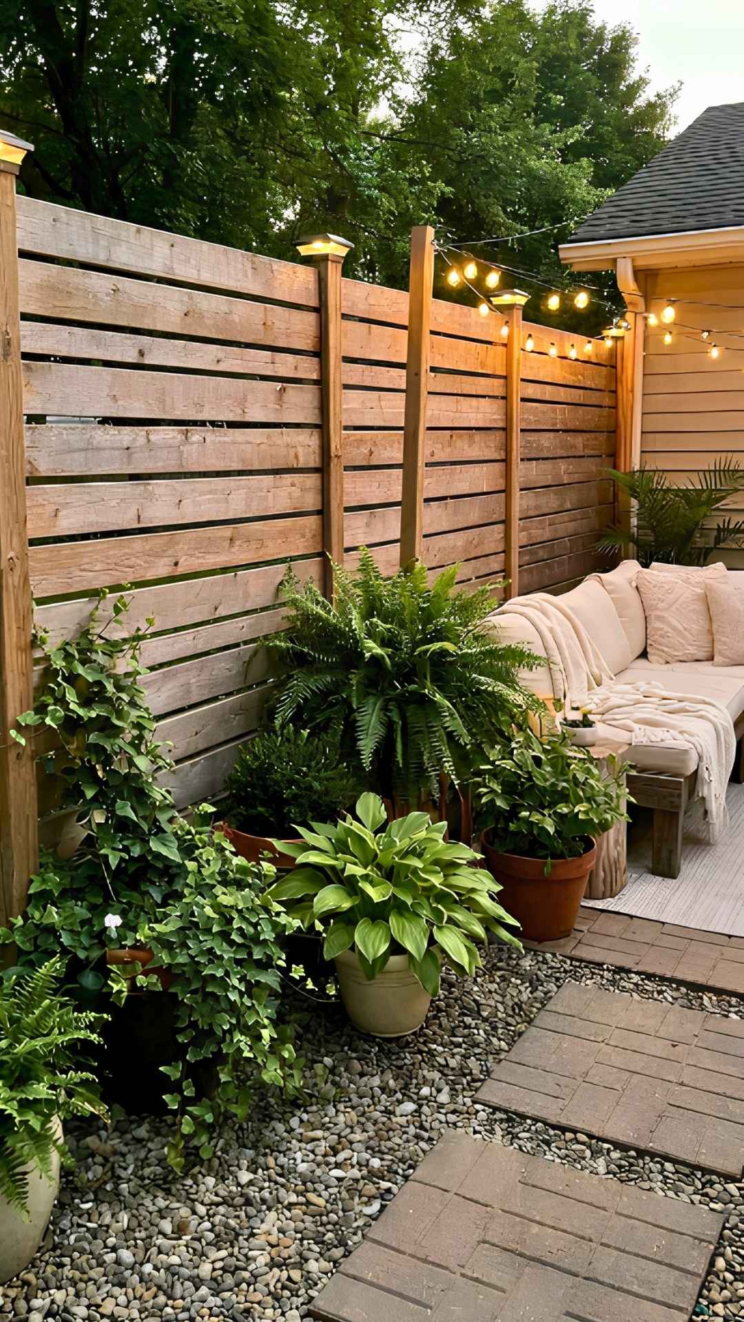 Shipping Crate Slatted Wall With Solar Cap Lights