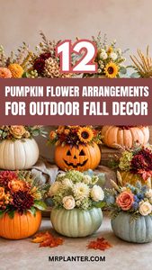 12 Pumpkin Flower Arrangements for Outdoor Fall Decor Pumpkin Flower Arrangements