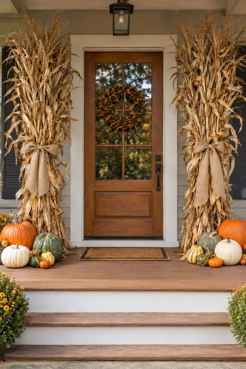 Corn Stalks Front Porch Ideas